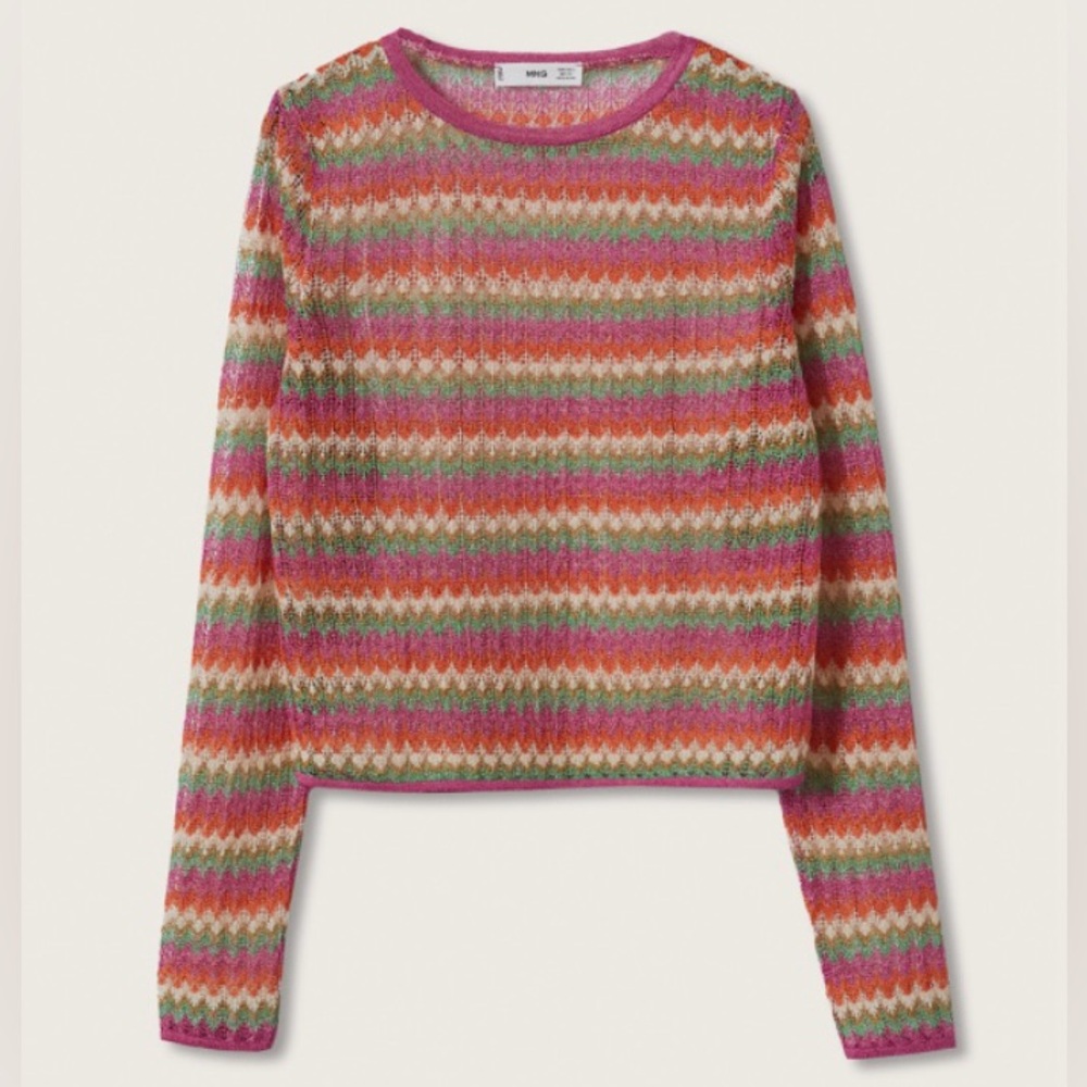 NWT MNG Multi-colored crochet sweater